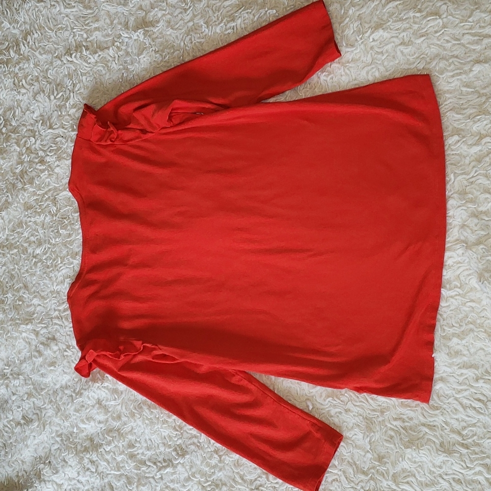 Lands End Round Neck Long Sleeve Ruffle Shoulder T Shirt XS - Picture 4 of 7